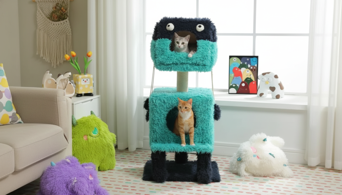 Monster Series Cat Tree Tower: Condos + Scratch Post