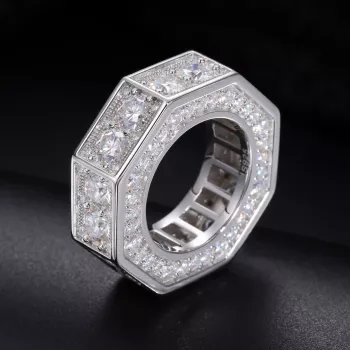 Men’s Iced-Out Moissanite Ring in 925 Sterling Silver